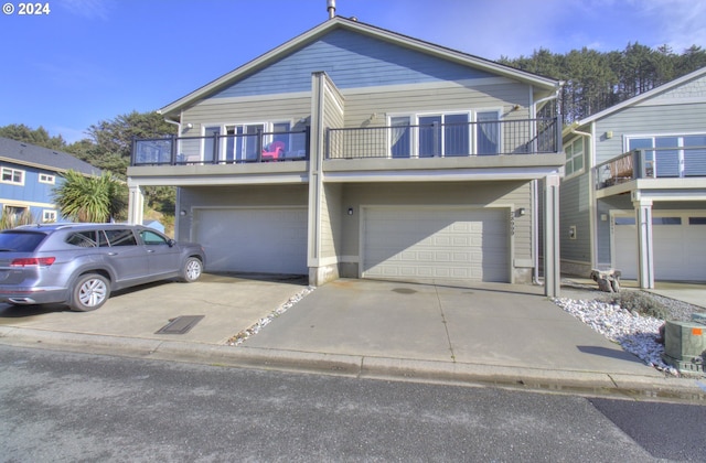 view of front of property with a garage