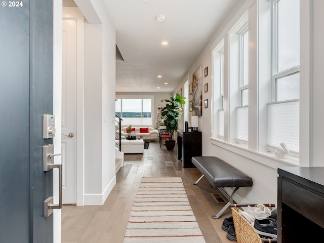 hall featuring light hardwood / wood-style flooring