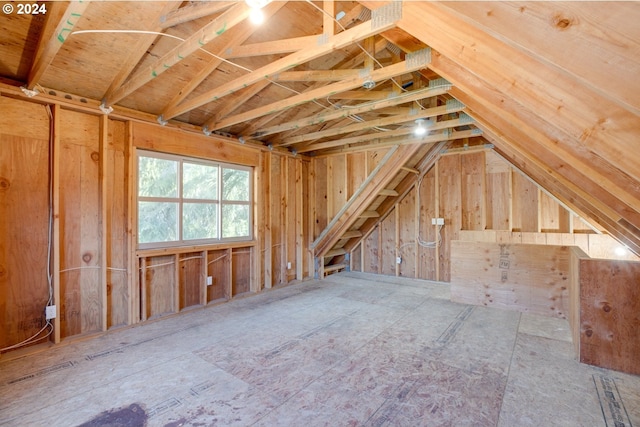 view of unfinished attic