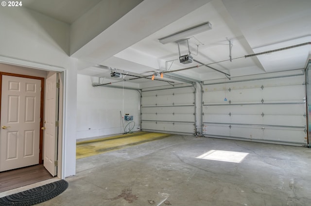 garage with a garage door opener