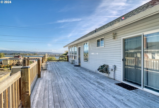 deck with a mountain view