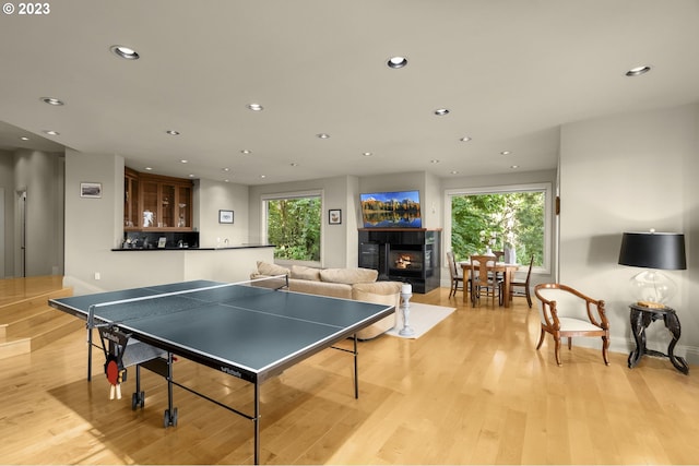 game room featuring light hardwood / wood-style flooring