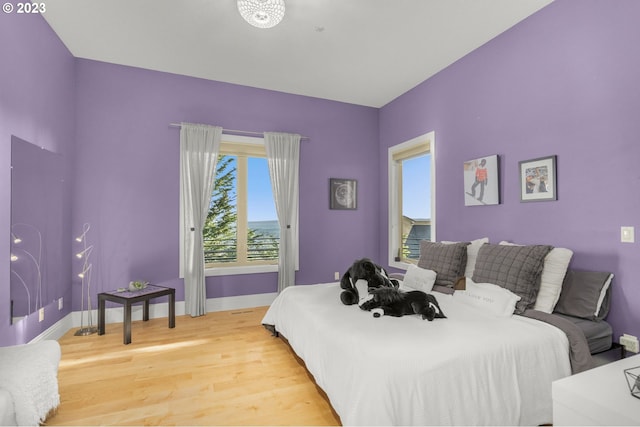 bedroom featuring light wood-type flooring