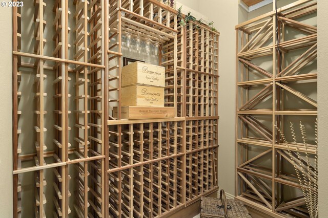 view of wine cellar