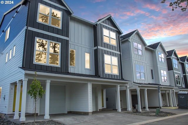 exterior space with a garage