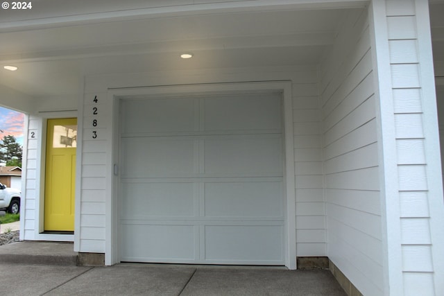 view of garage