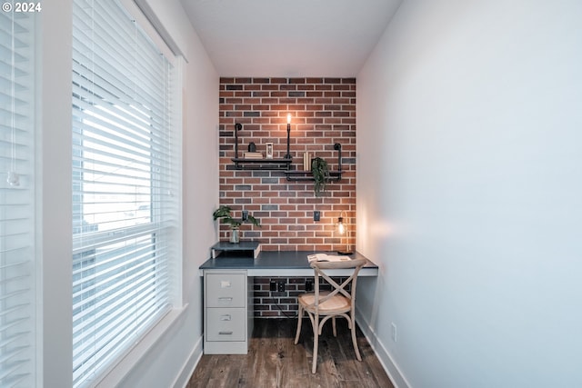 office with dark wood-type flooring