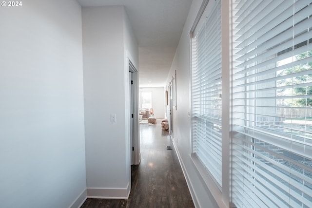 hall with dark hardwood / wood-style flooring