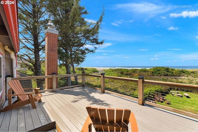 deck with a water view