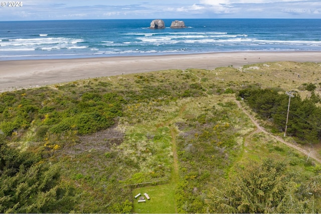 view of water feature with a view of the beach