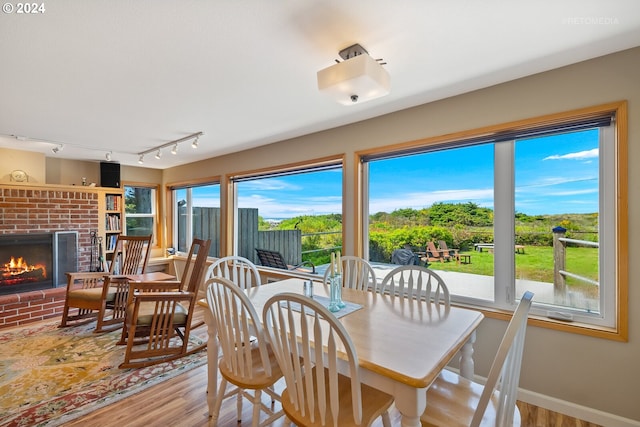 dining space featuring plenty of natural light and light wood-type flooring