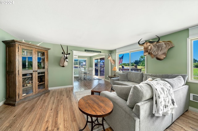 living room featuring light hardwood / wood-style flooring