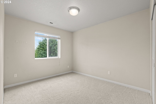 spare room featuring a textured ceiling and carpet flooring