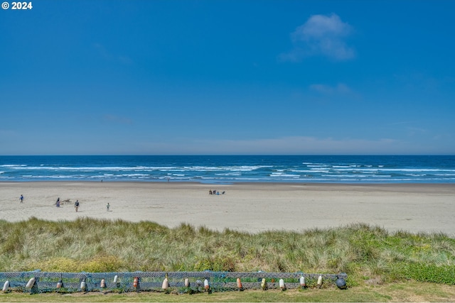 view of water feature featuring a view of the beach