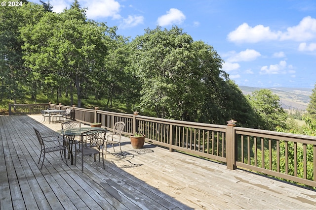 deck featuring a mountain view