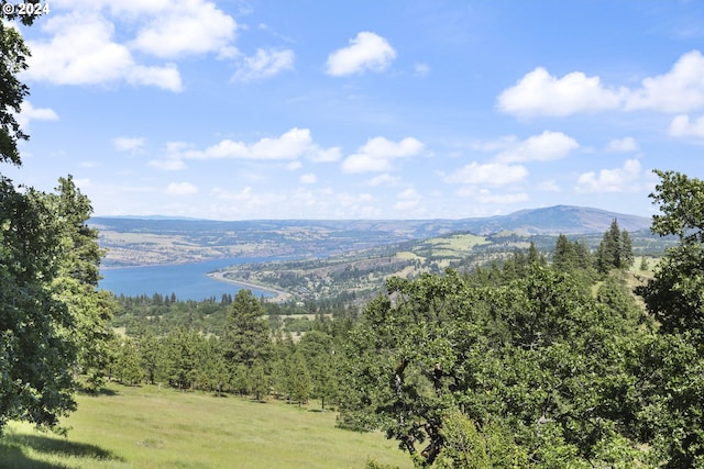 property view of mountains featuring a water view