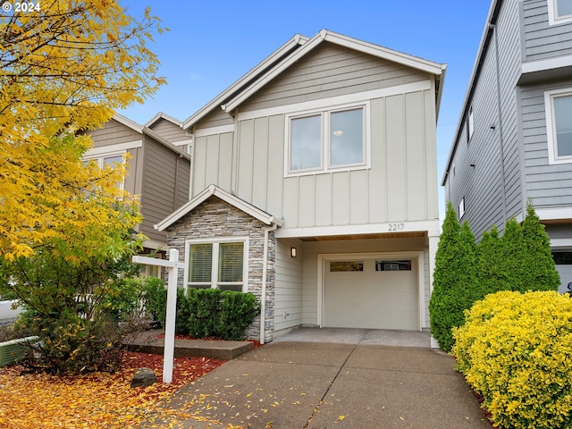 view of front of house with a garage