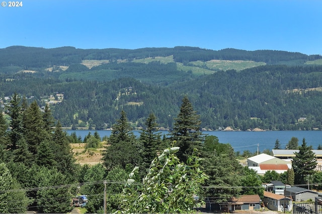 view of mountain feature with a water view