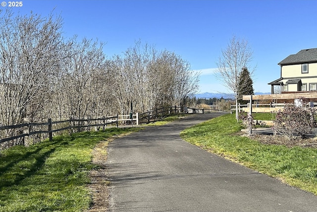 view of street featuring aphalt driveway