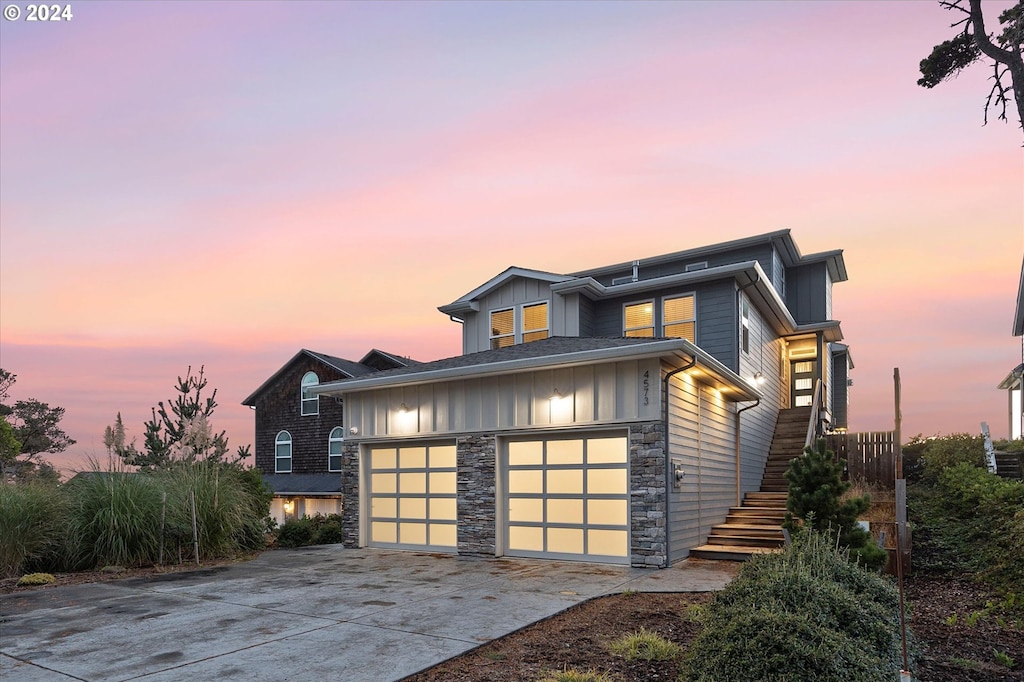 contemporary house with a garage