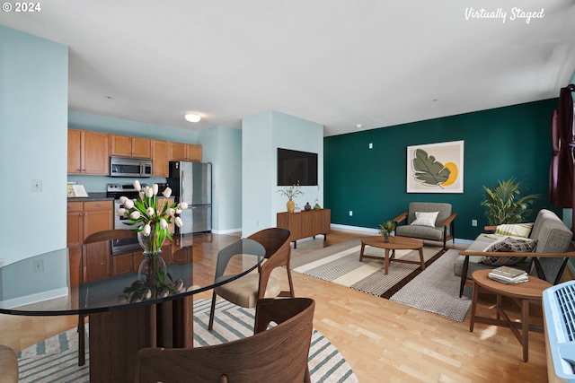 dining area featuring light hardwood / wood-style floors