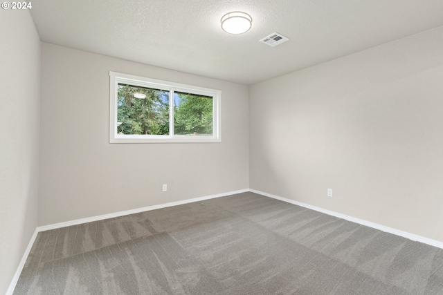 empty room featuring carpet and a textured ceiling