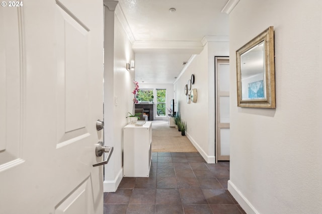 hallway with ornamental molding