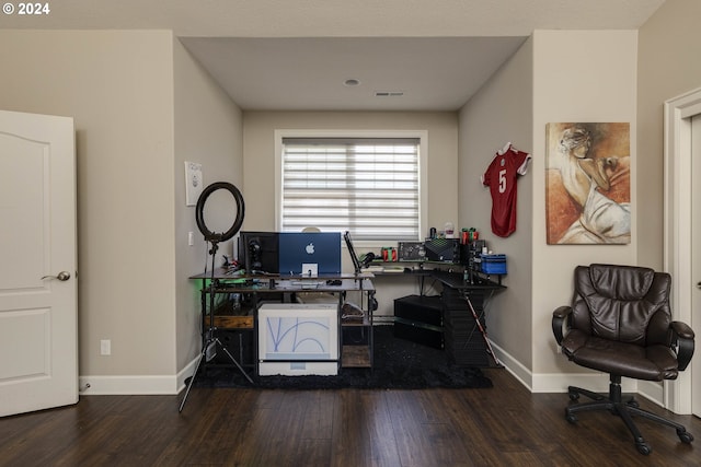 office area featuring dark hardwood / wood-style floors