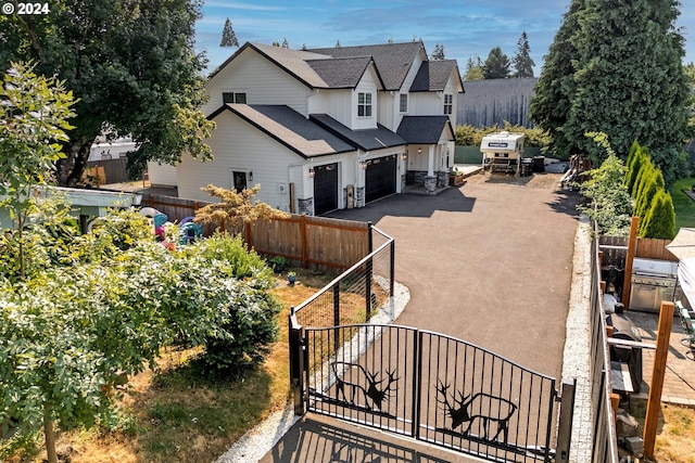 exterior space featuring a garage