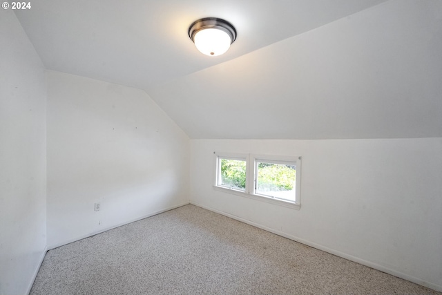 additional living space with carpet floors and vaulted ceiling