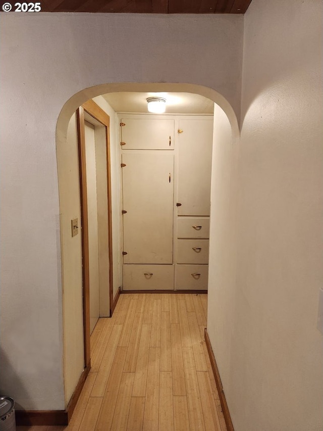 hallway featuring light wood-type flooring