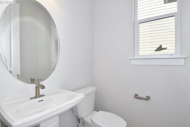 bathroom featuring toilet, a wealth of natural light, and a sink