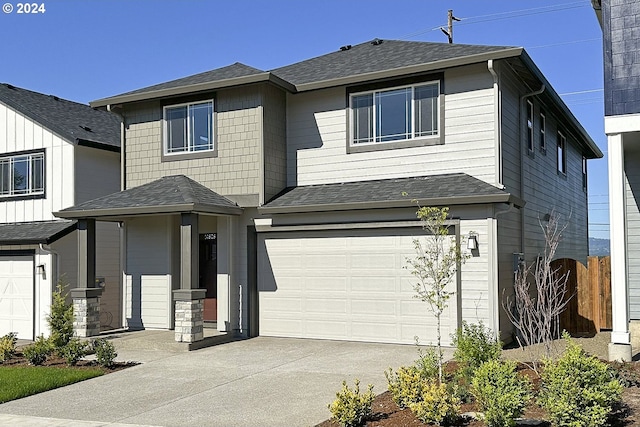 view of front of house with a garage