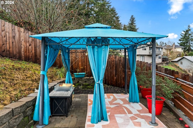 view of patio featuring a gazebo