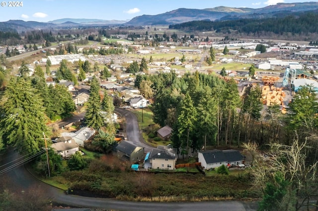 birds eye view of property with a mountain view