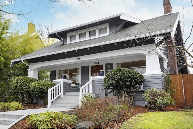 view of front facade featuring covered porch