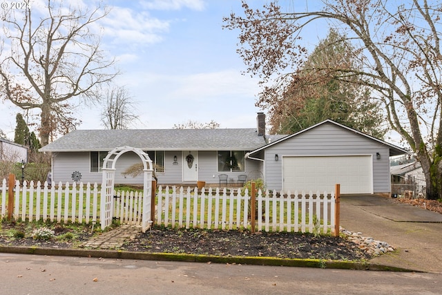 ranch-style house featuring a garage