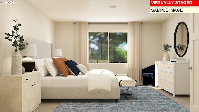 bedroom with carpet floors