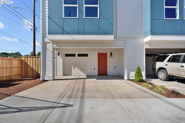 view of front of property featuring a garage