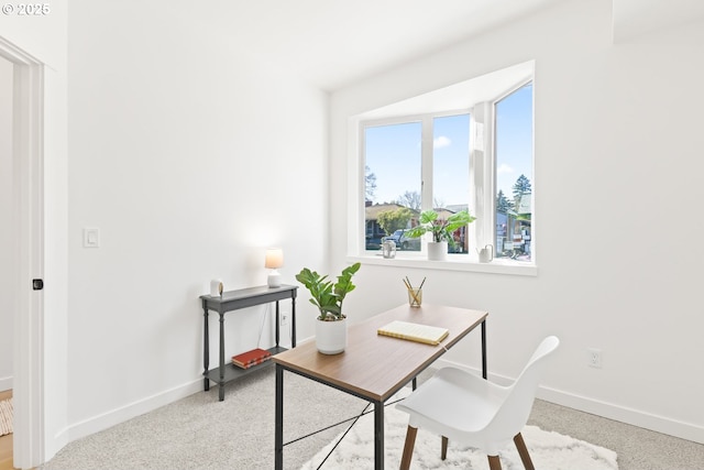 view of carpeted home office