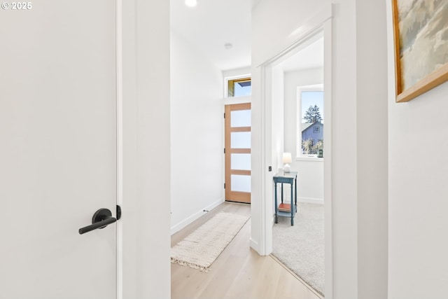 hall featuring light wood-type flooring