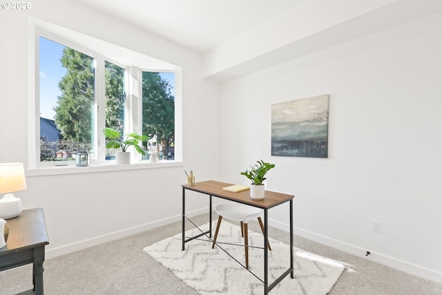 office area with light colored carpet