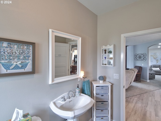 bathroom featuring hardwood / wood-style floors and sink