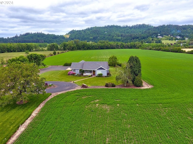 birds eye view of property with a rural view