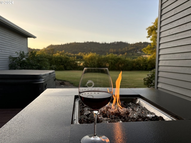 view of patio terrace at dusk