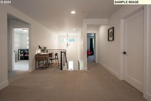 3600 N 11th Cir, Ridgefield, WA 98642 - corridor featuring carpet, an upstairs landing, and recessed lighting