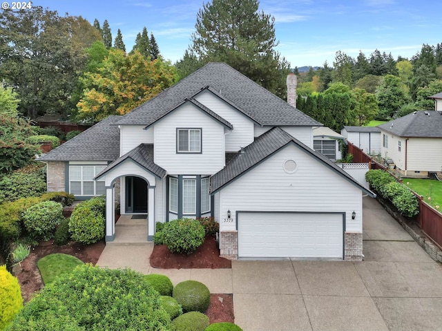 view of front of property with a garage