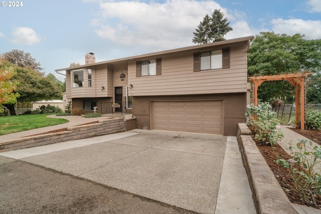 raised ranch with a garage