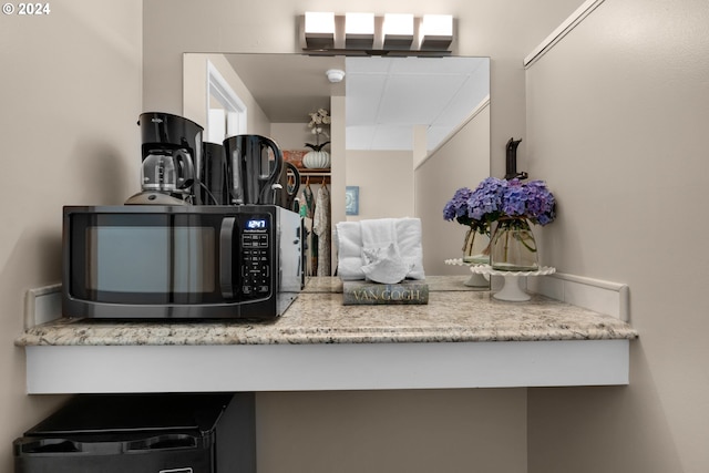 interior details with black microwave