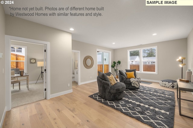 living room featuring light hardwood / wood-style floors